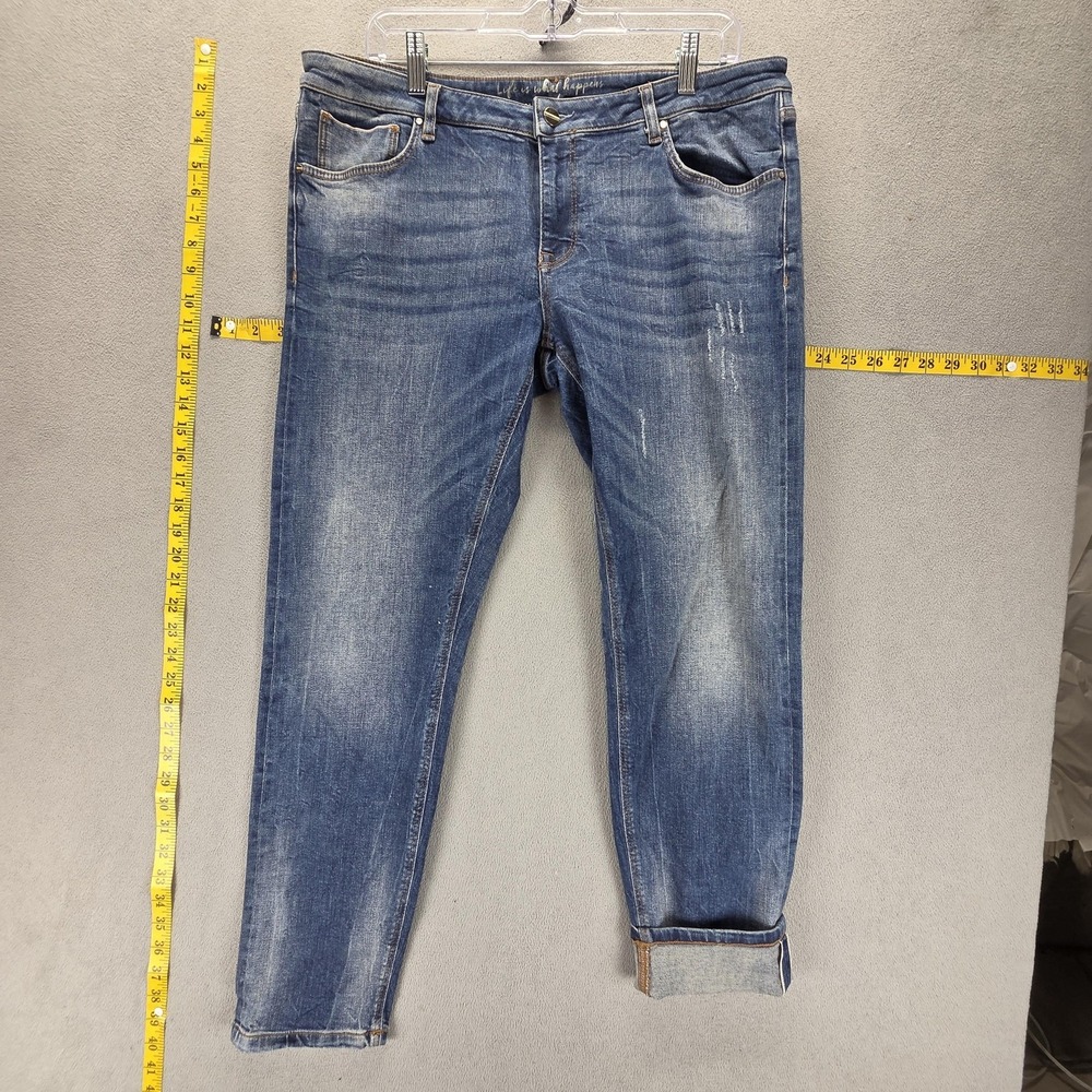 Selvedge Jeans Womens 14 Blue Talk About Whiskers Honeycomb Zip Fly Medium Wash